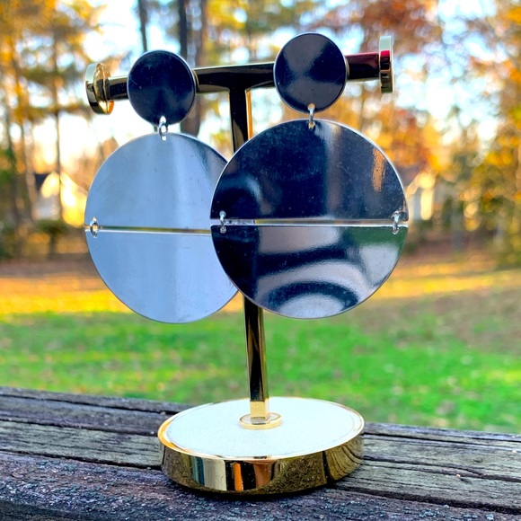 Jewelry - Chrome Circle Plate Earrings